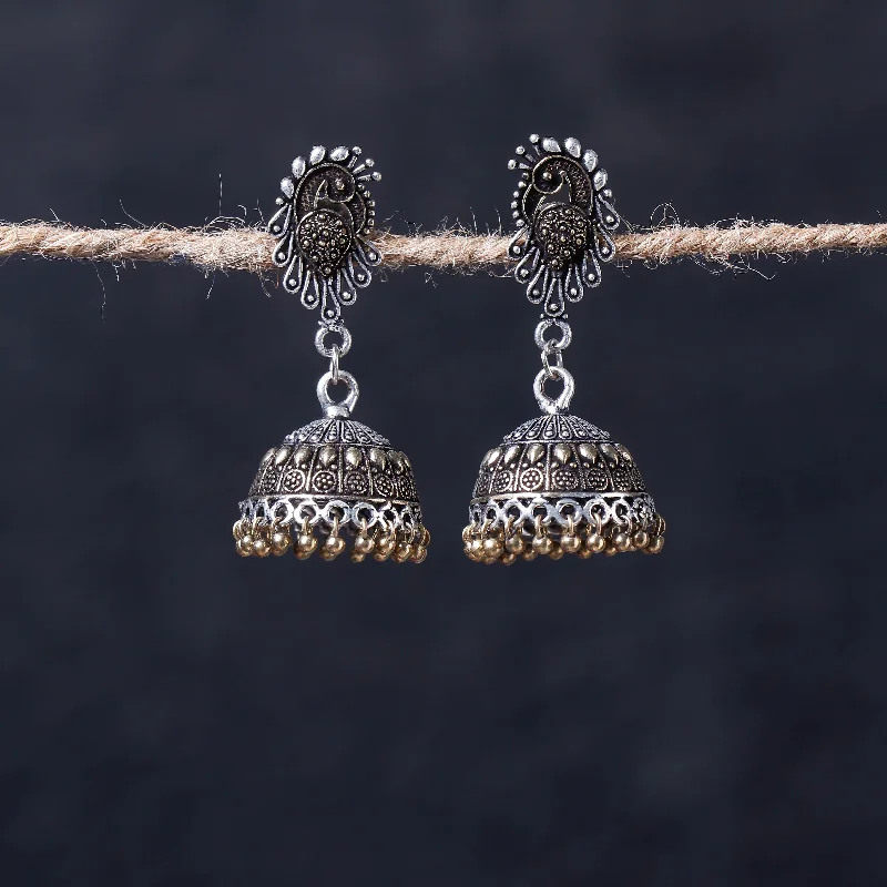 Accessorize For Less – Luxury Jewelry At Affordable Prices Antique Silver Finish Oxidised Brass Base Jhumka Earrings