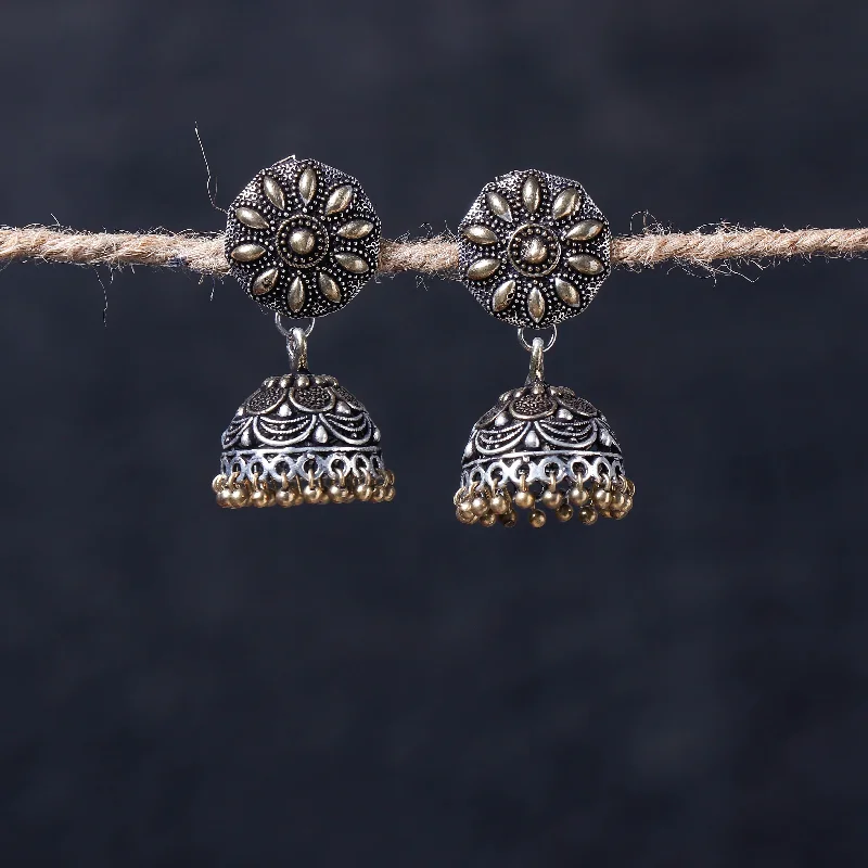 Buy More, Save More On Stunning Jewelry Pieces Antique Silver Finish Oxidised Brass Base Jhumka Earrings