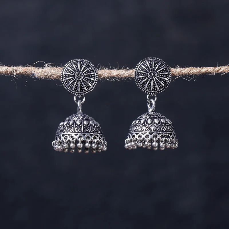 Premium Jewelry, Premium Discounts – Act Fast Antique Silver Finish Oxidised Brass Base Jhumka Earrings