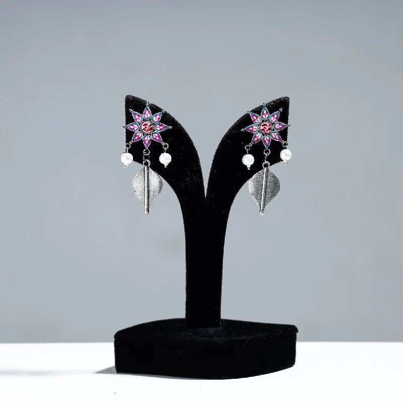 Special Sale On Handcrafted Jewelry – Shop Today Antique Silver Finish Oxidised Brass Base Enamel Work Earrings