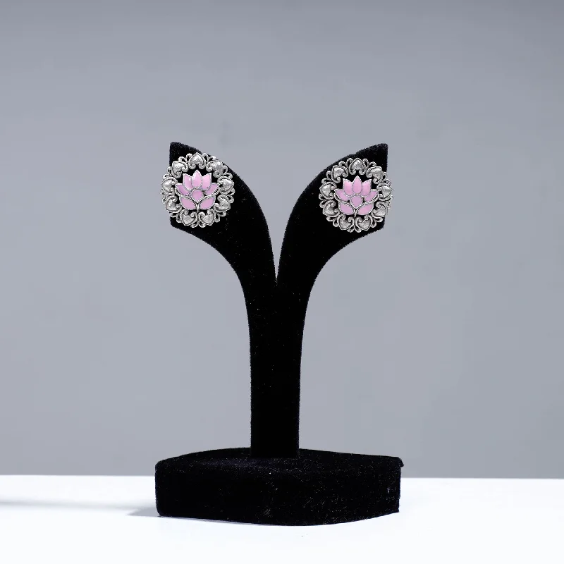 Huge Savings On Premium Jewelry Styles Antique Silver Finish Oxidised Brass Base Enamel Work Stud Earrings
