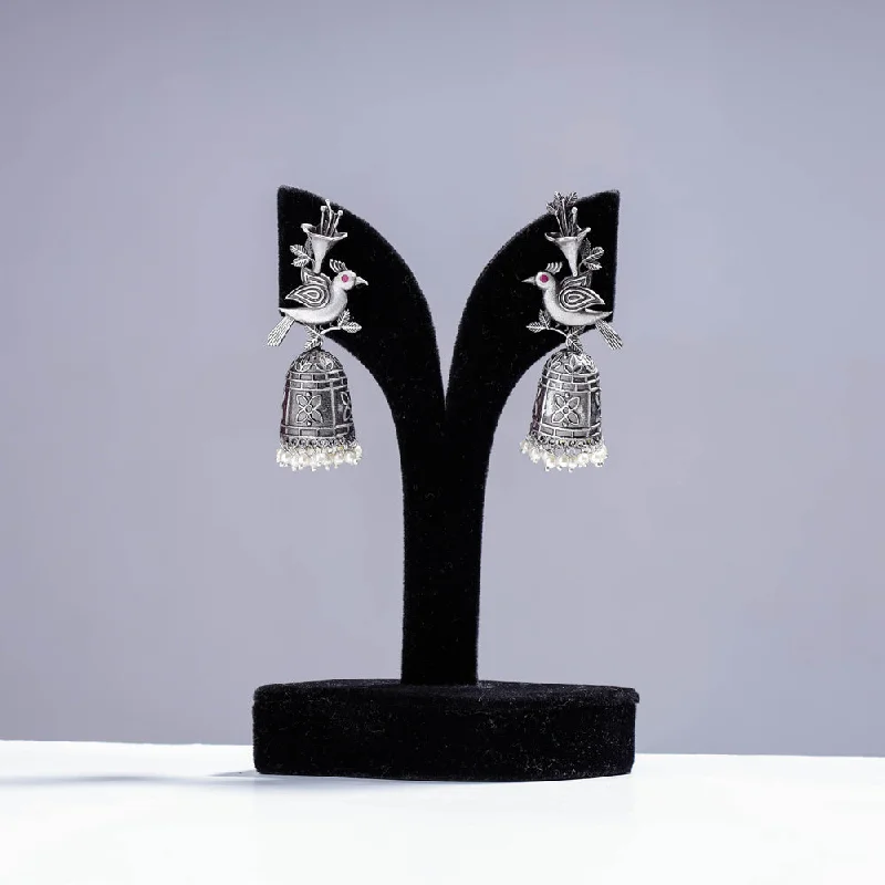 Elegant Necklaces And Bracelets At Limited-Time Offers Antique Silver Finish Oxidised Brass Base Jhumki Earrings
