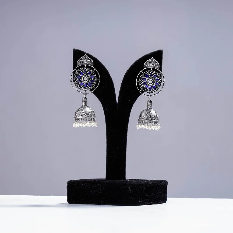 Premium Diamond Jewelry At Once-In-A-Lifetime Discounts Antique Silver Finish Oxidised Brass Base Jhumki Earrings