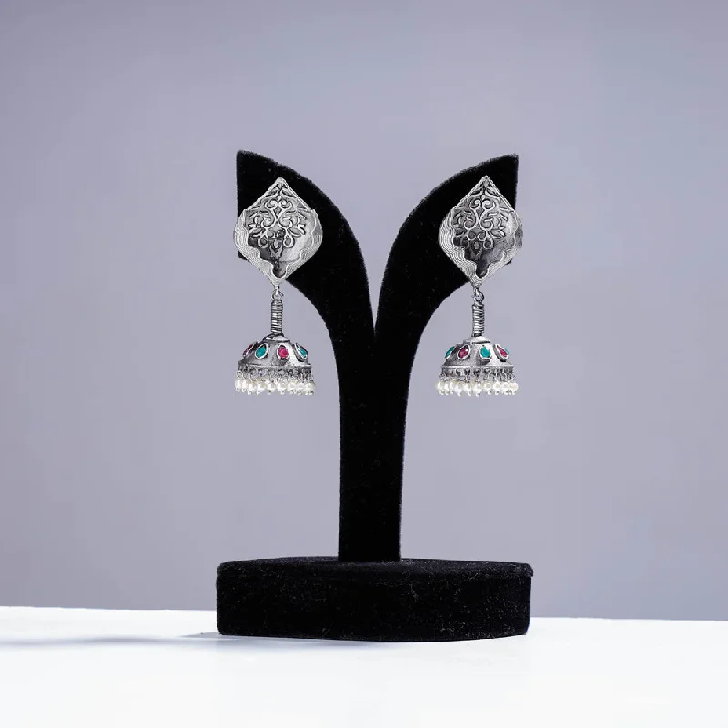 Breathtaking Jewelry At Limited-Time Savings Antique Silver Finish Oxidised Brass Base Jhumki Earrings