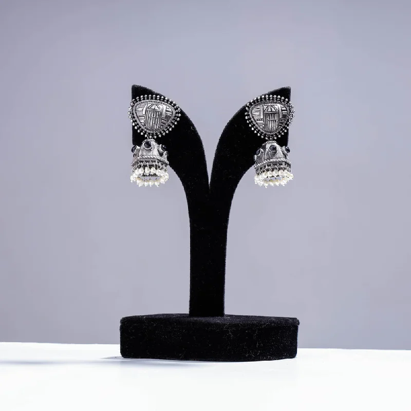 Flash Sale On Elegant Jewelry – Don't Miss Out Antique Silver Finish Oxidised Brass Base Jhumki Earrings