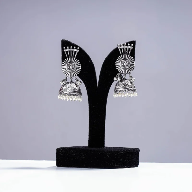 Jewelry Sale Bonanza – Grab Your Sparkle Now Antique Silver Finish Oxidised Brass Base Jhumki Earrings