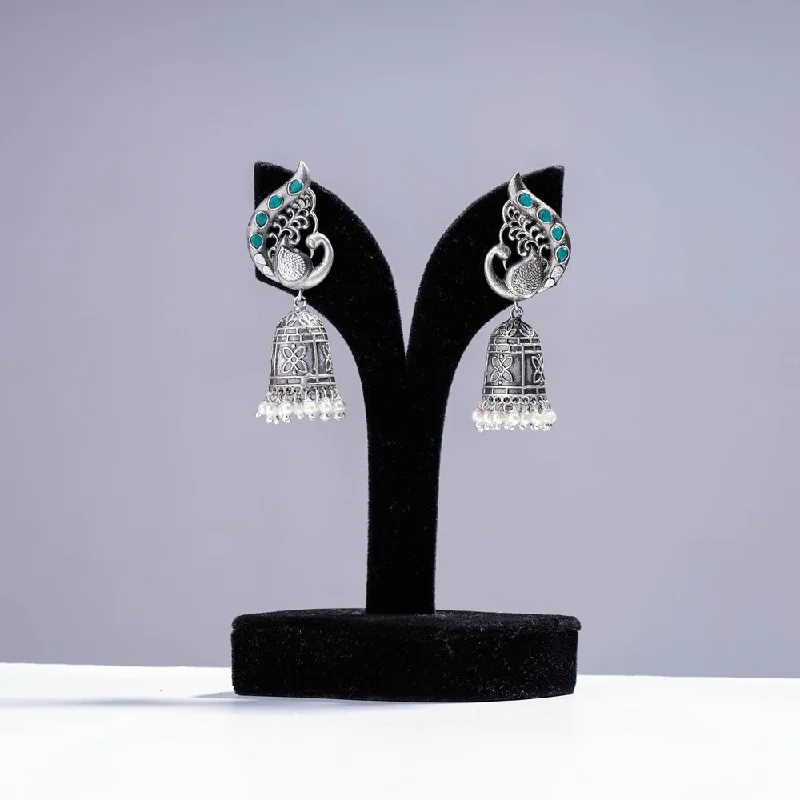 Exclusive Online Jewelry Sale – Don't Wait Antique Silver Finish Oxidised Brass Base Jhumki Earrings