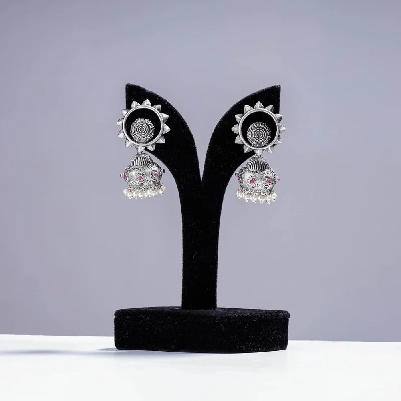 Glamorous Jewelry, Glamorous Deals – Shop Now Antique Silver Finish Oxidised Brass Base Jhumki Earrings