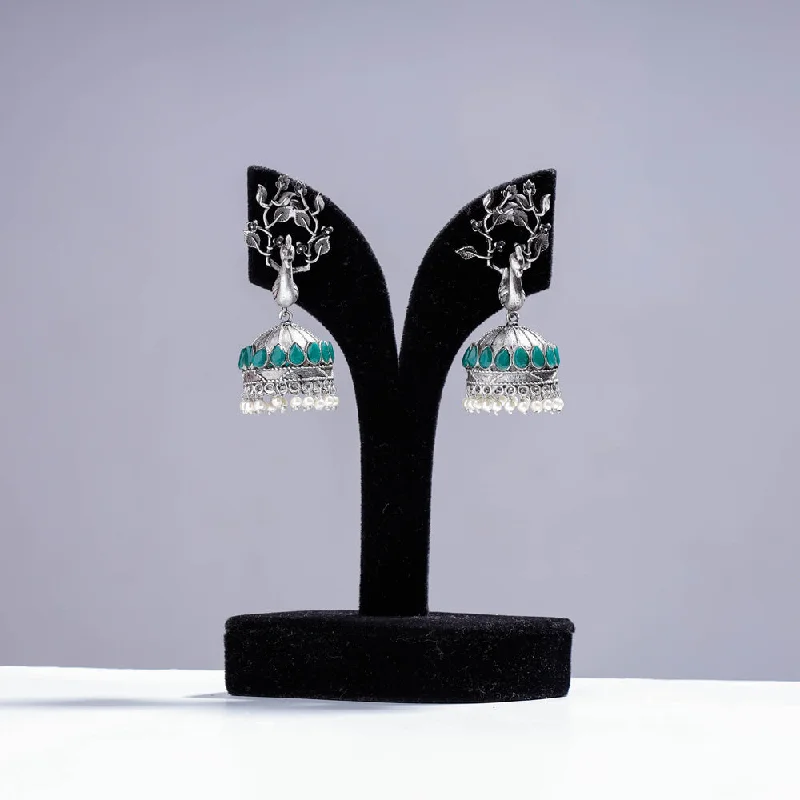 Classic And Modern Jewelry Styles On Sale Antique Silver Finish Oxidised Brass Base Jhumki Earrings