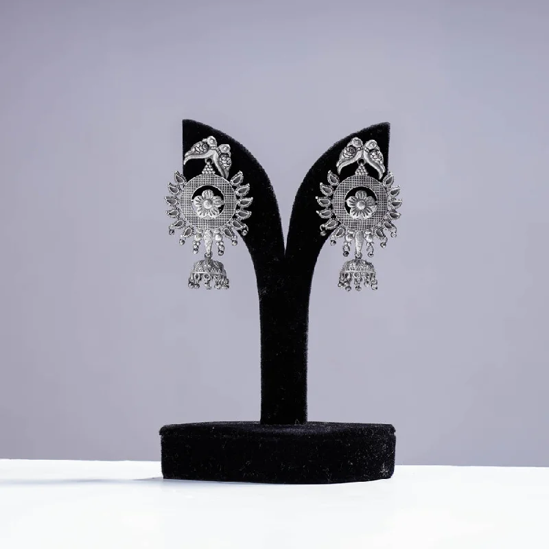 Chic And Stylish Jewelry At Discounted Prices Antique Silver Finish Oxidised Brass Base Earrings