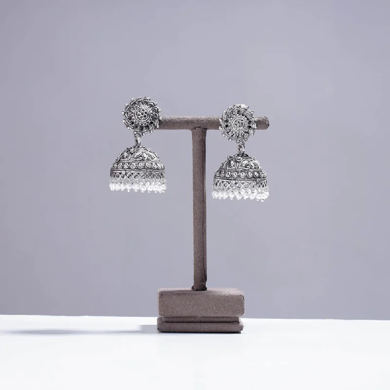 Timeless Beauty, Unbeatable Deals – Jewelry Sale On Antique Silver Finish Oxidised Brass Base Jhumki Earrings