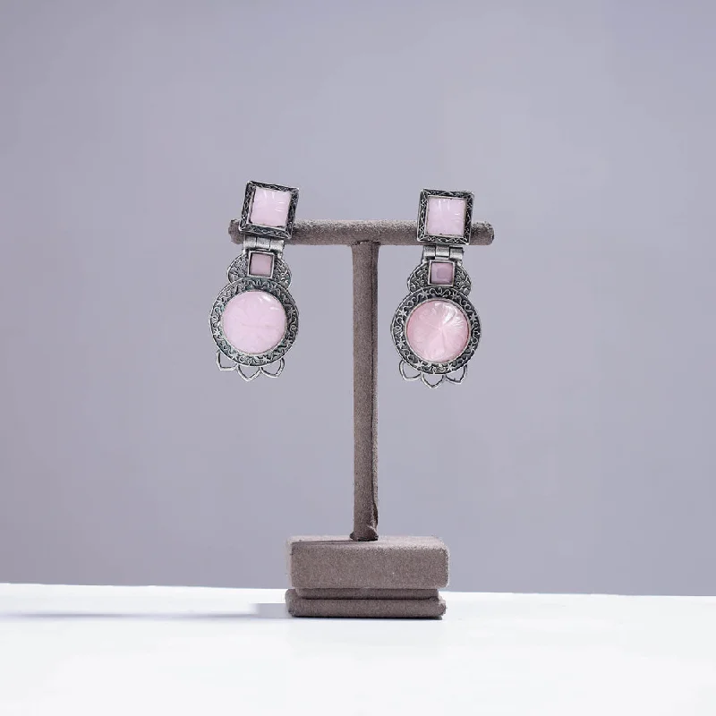 Exclusive Jewelry Sale Event – Shop Now Antique Silver Finish Oxidised Brass Base Stone Work Earrings