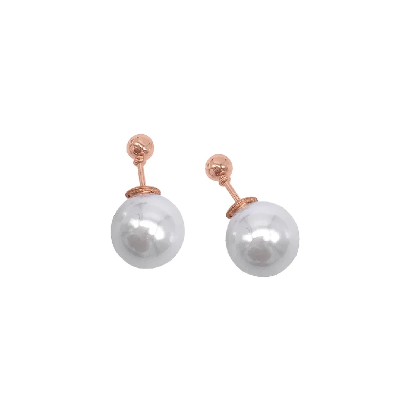Fashion-Forward Geometric Jewelry For Contemporary Style Adornia Pearl Double-sided Ball Earrings rose gold
