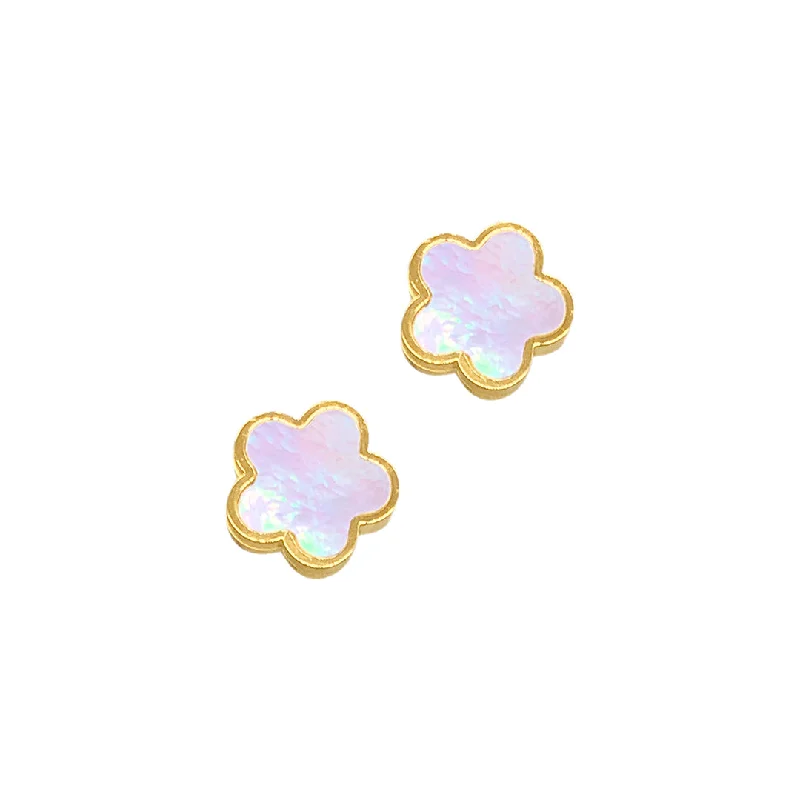 Don't Miss These Dazzling Jewelry Discounts Adornia White Mother of Pearl Clover Stud Earrings gold