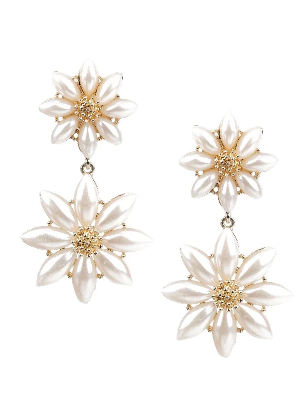 Jewelry Clearance Sale – Final Reductions Odette Women Classy Gold And White Dangle Earrings