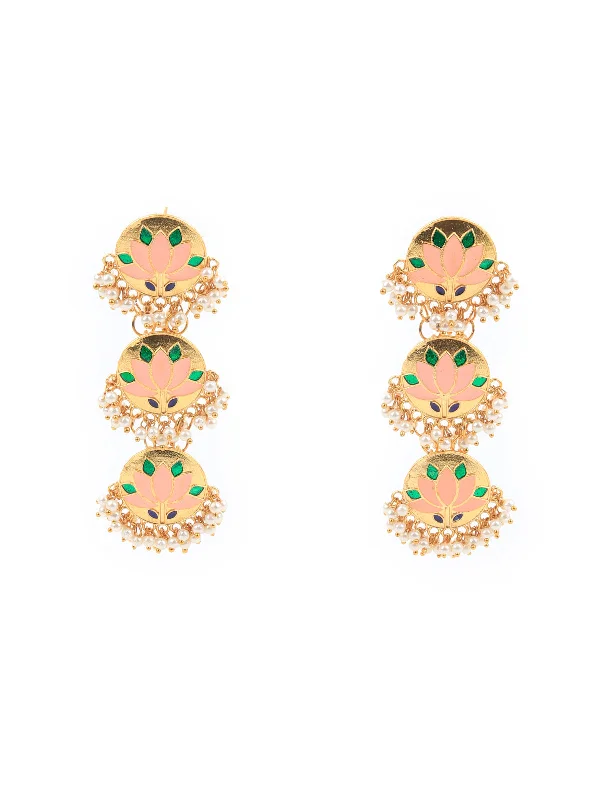 Don't Miss Out On Jaw-Dropping Jewelry Discounts Odette Women Delicate Gold Meenakari Earring