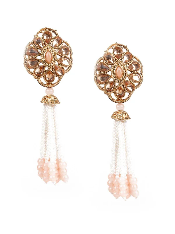 Dainty And Elegant Jewelry Now At Reduced Prices Odette Women Designer Peach And Gold Dangler Earrings