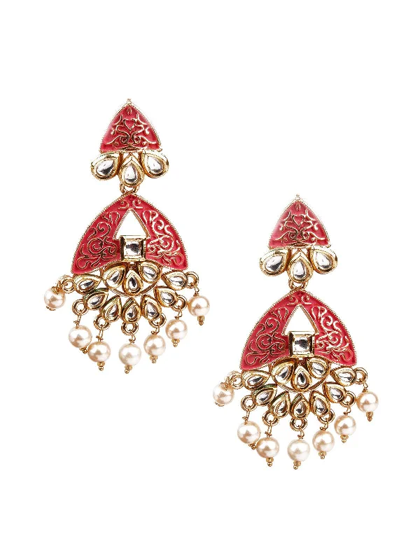 Bold And Beautiful Jewelry Now At Irresistible Prices Odette Women Designer Red And Gold Dangle Earrings