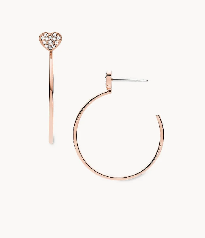 Special Offers On Handcrafted And Designer Jewelry Fossil Women's Rose Gold Stainless Steel Hoop Earring