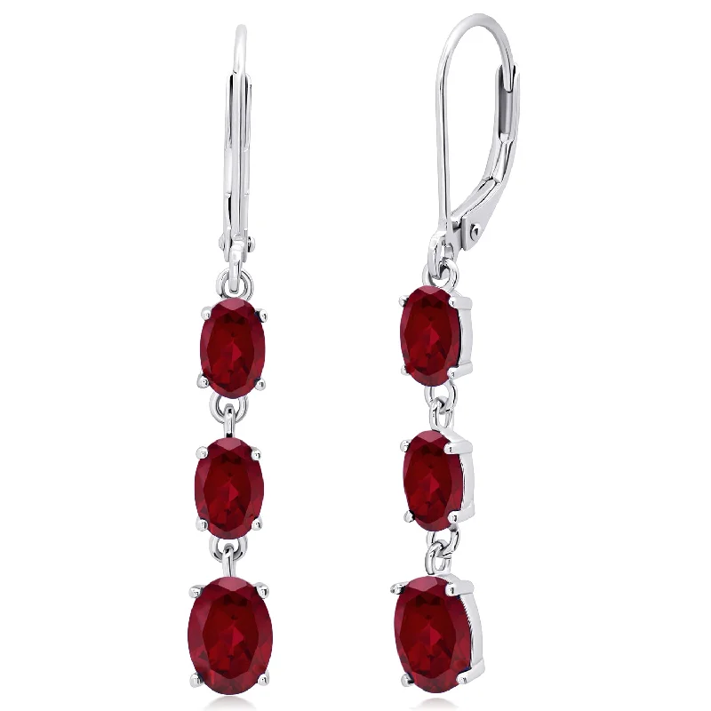 Get The Sparkle You Love At Prices You Adore Gemstone Oval Shape Dangle Earrings in 925 Sterling Silver (1.5")