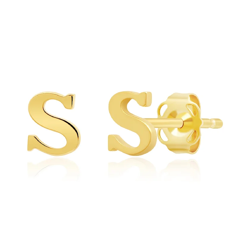 Discover Unique Jewelry With Special Limited-Time Offers Genuine 14K Gold Yellow Letter Initial Stud Earrings (5mm)
