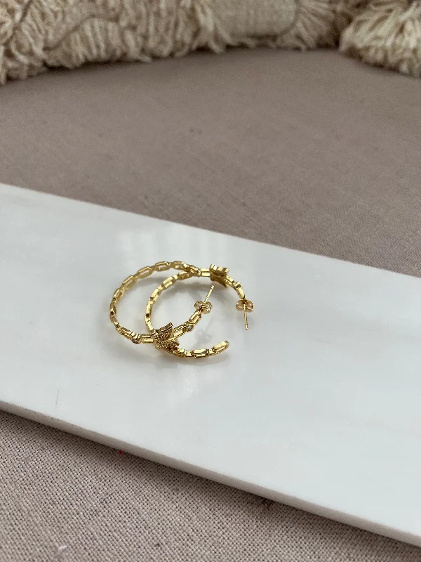 Big Discounts On Elegant Jewelry Collections Lighter Than Air 14K Gold Plated Diamond Butterfly Hoops (Gold)