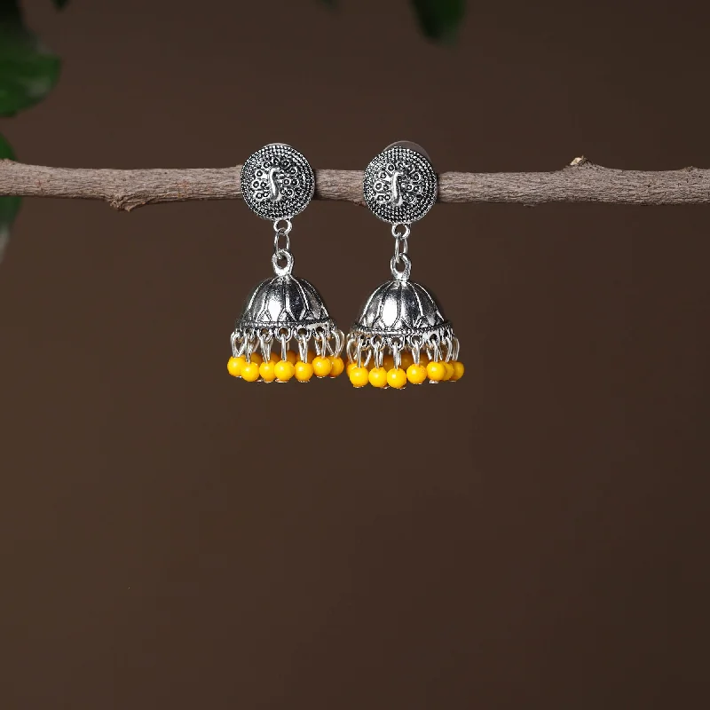 Stunning Jewelry At Even More Stunning Prices Monika Handmade Oxidised Silver Jhumki Bead work Earrings