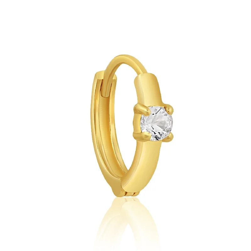 Limited-Stock Jewelry Clearance – Grab Your Favorites Now Natural Gemstone Single Small Huggie Hoop Earrings in 14k Yellow Gold with Hidden Clip Closure