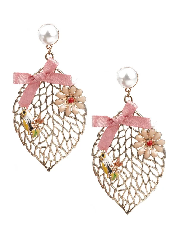 Flash Sale On Stunning Jewelry – Don't Miss Out Odette Women Ornate Pink And Gold Dangler Earrings