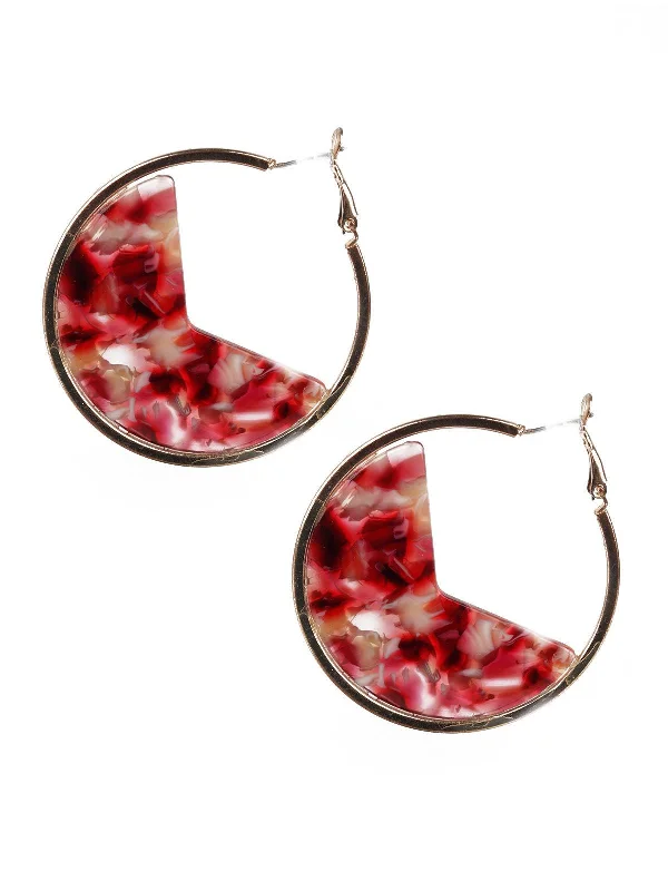 Flash Deals On Fine Jewelry – Shop Before It's Gone Odette Women Red And Gold Hoop Earrings