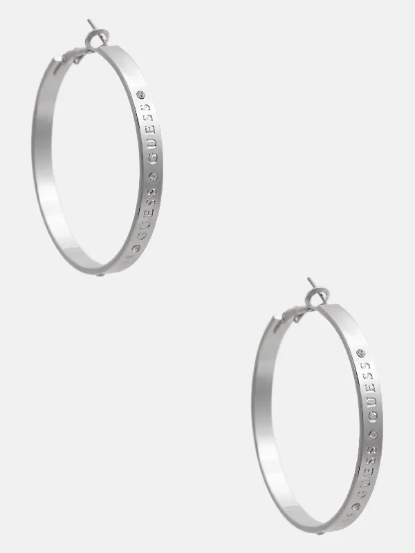 Clearance Sale On High-End Jewelry Collections Silver-Tone Logo Hoop Earrings