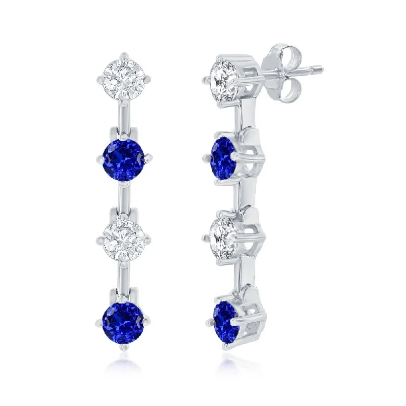 Exclusive Online Discounts On Stylish Jewelry Sterling Silver Round CZ Long Earrings - Sterling Silver, Rose Gold or Gold Plated