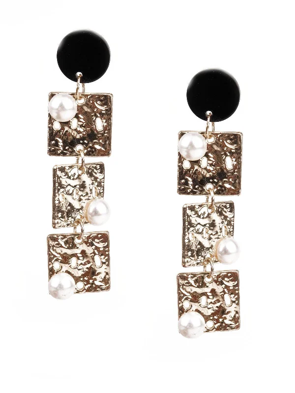 Elegant Rose Gold Jewelry For A Stylish Touch Odette Women Sunshine Gold And Black Dangler Earrings