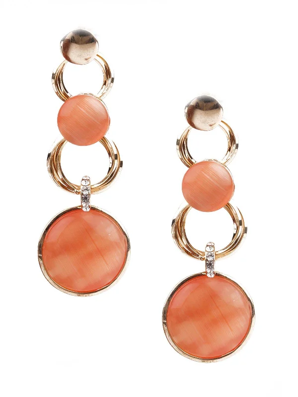Trending Jewelry Now Available At Exclusive Prices Odette Women Sunshine Gold And Peach Dangler Earrings