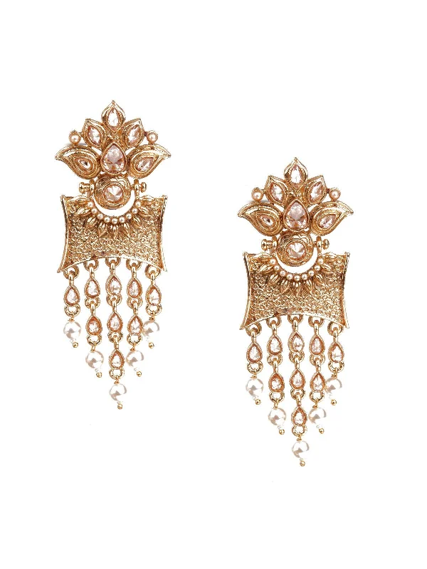 Unmissable Deals On Handmade Jewelry Collections Odette Women Traditional Gold And White Dangle Earrings