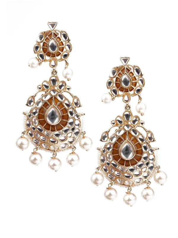 Once-A-Year Jewelry Sale – Grab Your Favorites Now Odette Women Traditional Gold And White Earrings