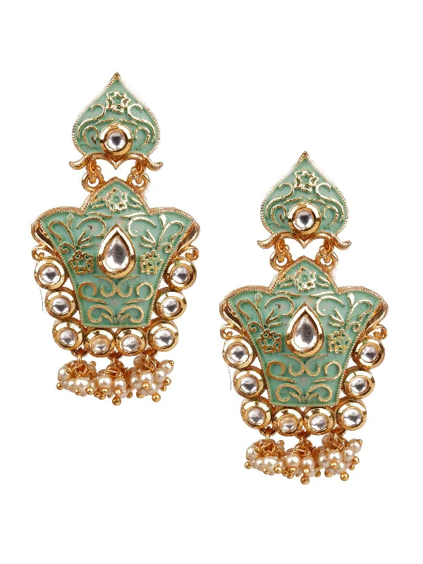 Your Dream Jewelry At Dream Prices – Shop Now Odette Women Traditional Green And Gold Dangle Earrings