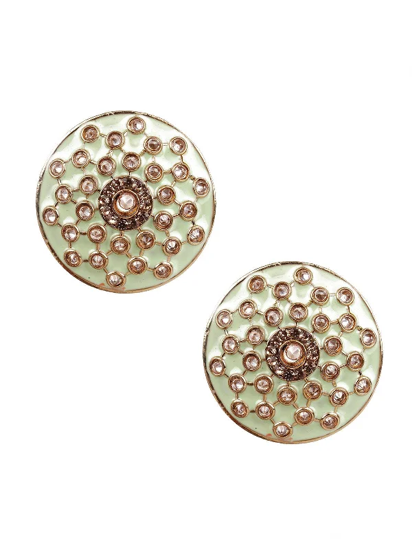 Flash Sale On Stunning Jewelry – Limited Stock Available Odette Women Traditional Green And Gold Stud Earrings
