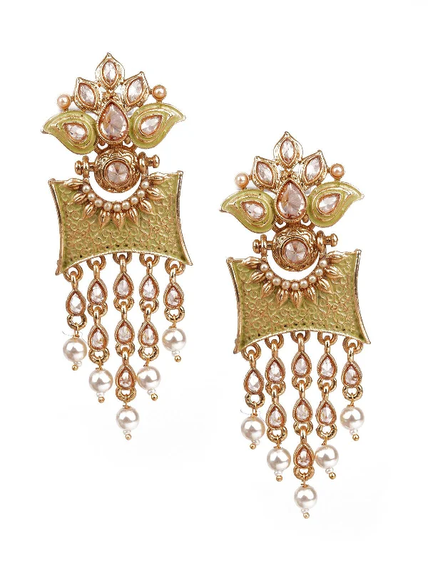 Your Perfect Accessory At The Perfect Price Odette Women Trendy Gold And Green Earrings