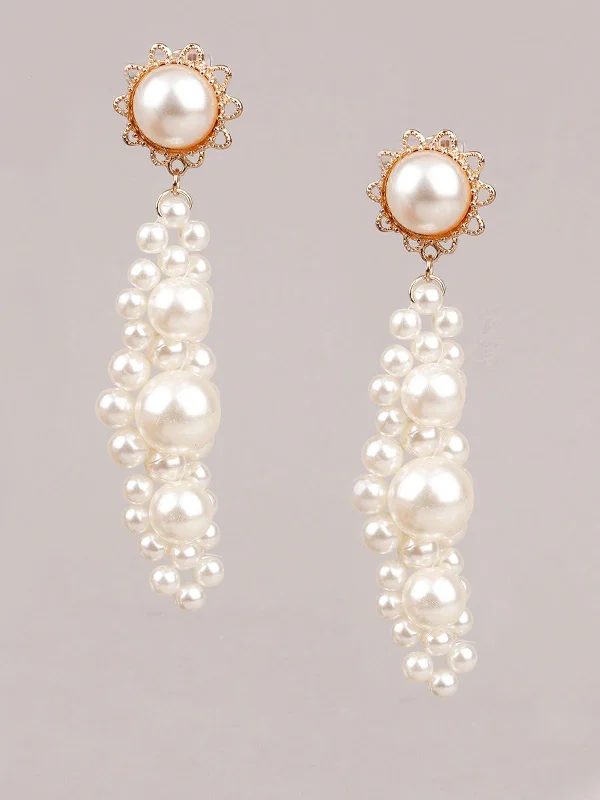 Handcrafted Jewelry Sale – Unique Designs At Low Prices Odette Women Trendy White And Gold Dangle Earrings