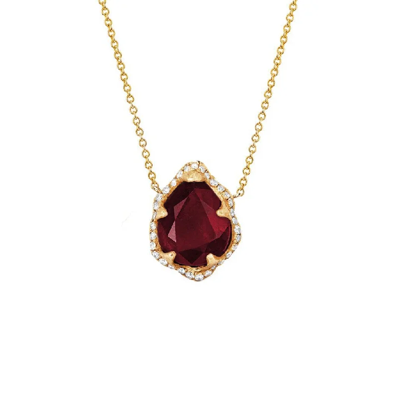 Buy More, Save More On Stunning Jewelry Designs Baby Queen Water Drop Ruby Necklace with Full Pavé Diamond Halo | Ready to Ship Buy More, Save More On Stunning Jewelry Designs Baby Queen Water Drop Ruby Necklace with Full Pavé Diamond Halo | Ready to Ship