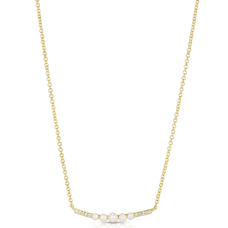Versatile Layering Jewelry For Effortless Chic Graduating Pearl And Diamond Curved Bar Necklace Versatile Layering Jewelry For Effortless Chic Graduating Pearl And Diamond Curved Bar Necklace