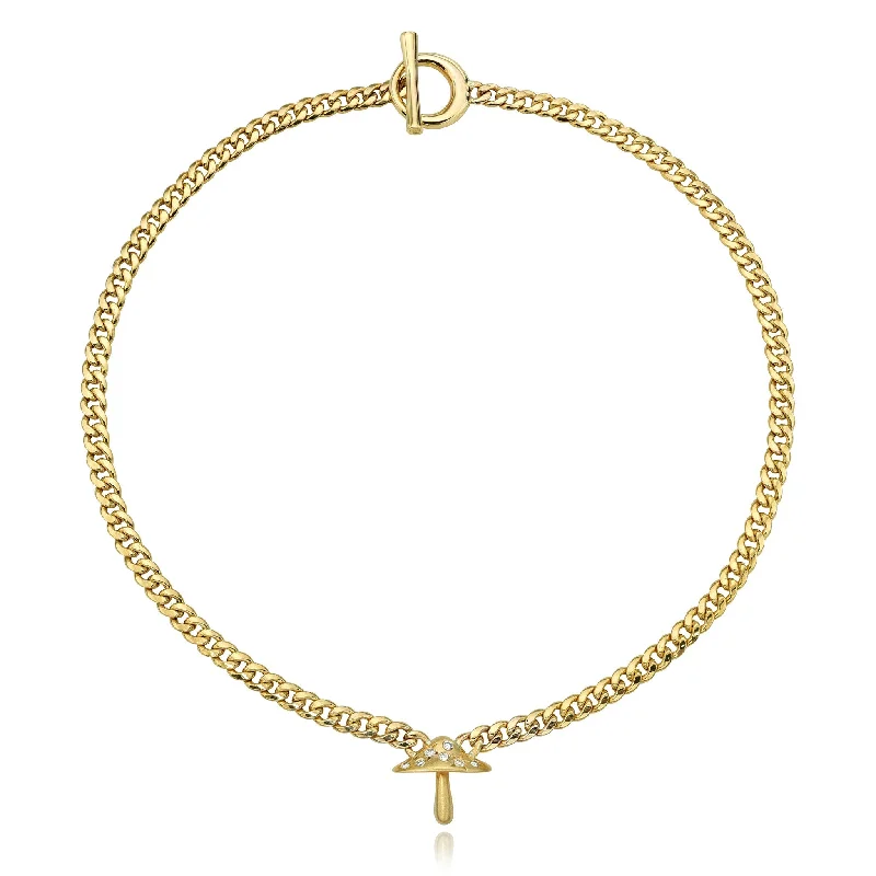 Waterproof Stainless Steel Jewelry For Lasting Beauty LH x Alice Mushroom Necklace with Cuban Chain | Ready to Ship Waterproof Stainless Steel Jewelry For Lasting Beauty LH x Alice Mushroom Necklace with Cuban Chain | Ready to Ship