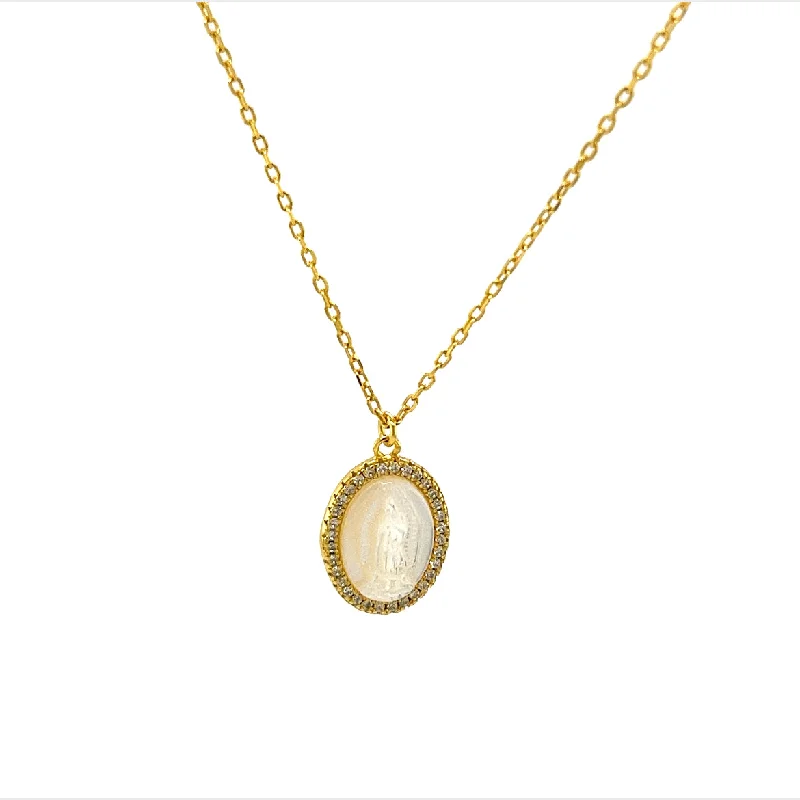 Exclusive Jewelry Markdowns – Limited-Time Offer "MARY" Small Oval Virgin Mary in Mother of Pearl Necklace Exclusive Jewelry Markdowns – Limited-Time Offer "MARY" Small Oval Virgin Mary in Mother of Pearl Necklace