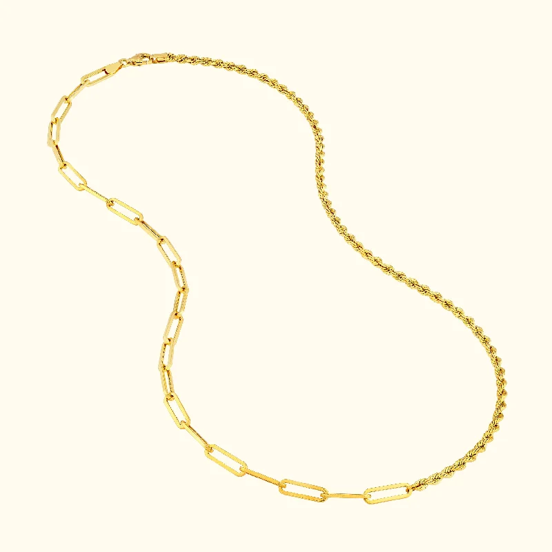 Clearance Sale On High-End Jewelry Collections 50/50 Paperclip + Rope Chain Necklace Clearance Sale On High-End Jewelry Collections 50/50 Paperclip + Rope Chain Necklace