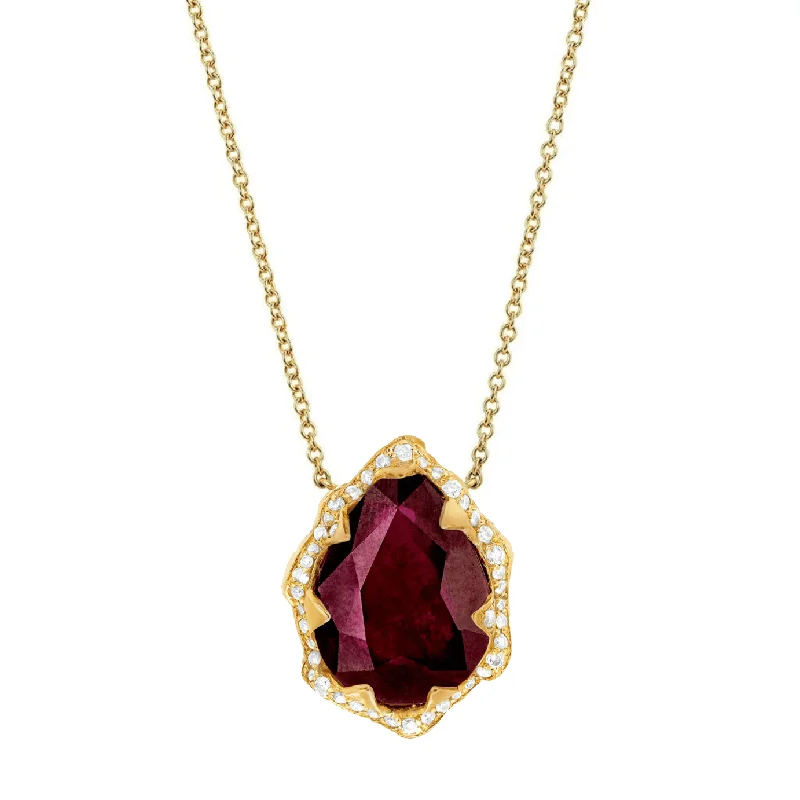 The Jewelry Sale You've Been Waiting For Is Here Queen Water Drop Ruby Necklace with Full Pavé Halo | Ready to Ship The Jewelry Sale You've Been Waiting For Is Here Queen Water Drop Ruby Necklace with Full Pavé Halo | Ready to Ship