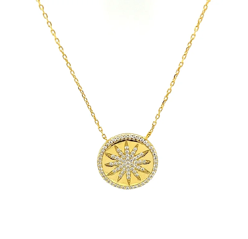 Trending Jewelry Styles Now At Limited-Time Discounts "SOL" Medallion Sun CZ Necklace Trending Jewelry Styles Now At Limited-Time Discounts "SOL" Medallion Sun CZ Necklace