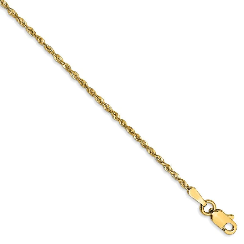 Final Call For Exquisite Jewelry At Reduced Rates 1.5mm, 14k Yellow Gold Light Diamond Cut Rope Chain Anklet Final Call For Exquisite Jewelry At Reduced Rates 1.5mm, 14k Yellow Gold Light Diamond Cut Rope Chain Anklet