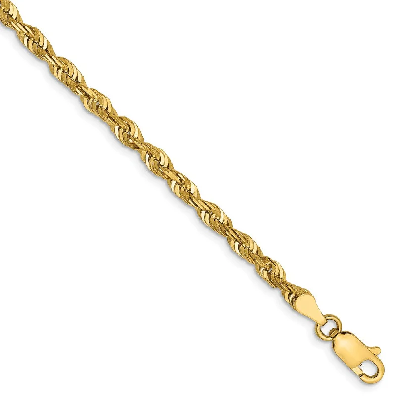 Trendy Minimalist Jewelry For Everyday Wear 14k Yellow Gold 4mm Diamond Cut Rope Chain Anklet, 9 Inch Trendy Minimalist Jewelry For Everyday Wear 14k Yellow Gold 4mm Diamond Cut Rope Chain Anklet, 9 Inch