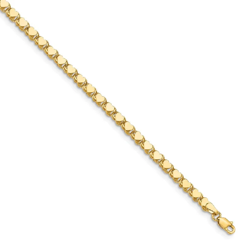 Shop Modern Jewelry Collections With Exclusive Discounts 14k Yellow Gold 4mm Double-Sided Heart Anklet, 10 Inch Shop Modern Jewelry Collections With Exclusive Discounts 14k Yellow Gold 4mm Double-Sided Heart Anklet, 10 Inch